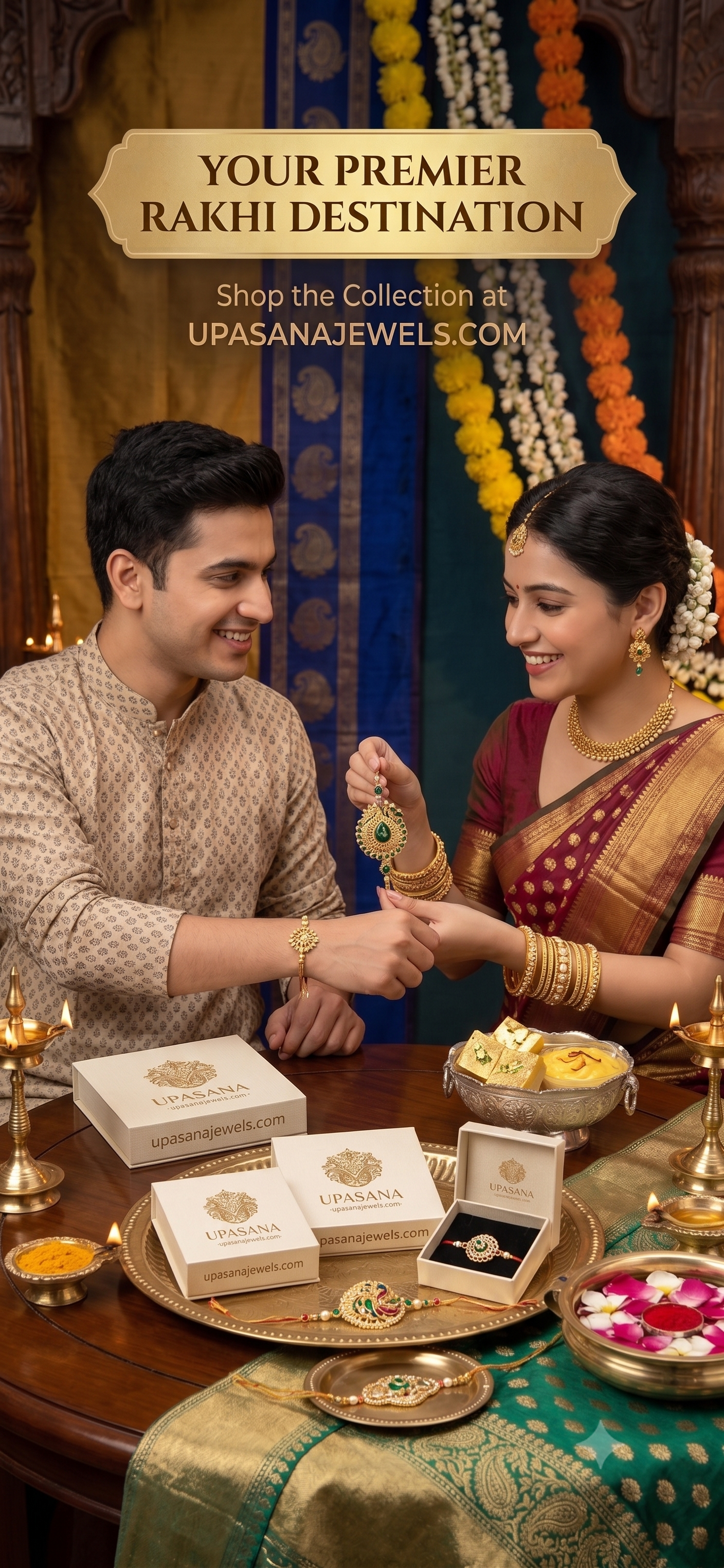 Beautiful festive tradition showing Rakhi elements