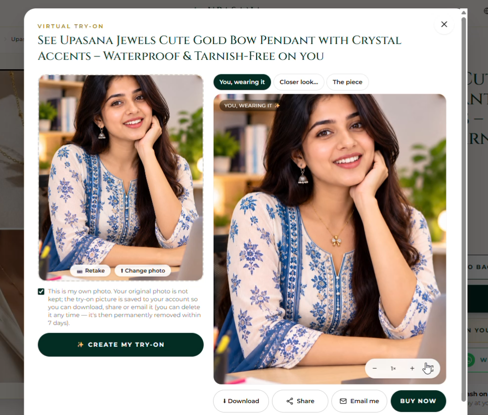 Upasana Jewels Generated Try-On Preview Result